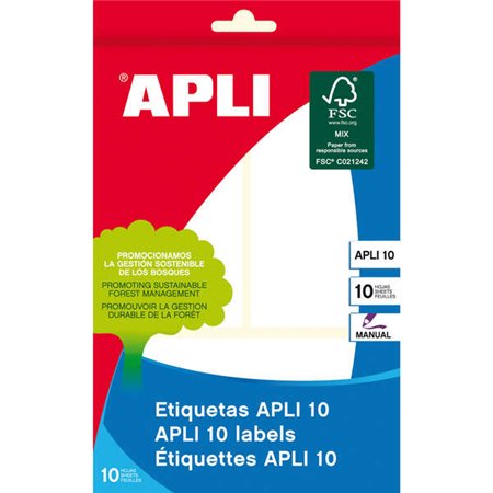 Pacote com 30 etiquetas retangulares Apli, 53x100mm - 10 folhas com 3 etiquetas cada - Adesivo permanente - Bordas arredondadas 