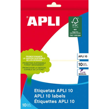 Pacote com 20 etiquetas retangulares Apli, 81 x 110 mm - 10 folhas com 2 etiquetas cada - Adesivo permanente - Bordas arredondad