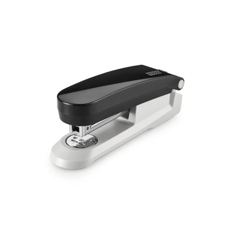 Grampeador de mesa Novus Evolution E 20 + Caixa com 200 grampos 24/6 - Até 20 folhas - Fecha, abre e grampeia - Preto/Cinza clar