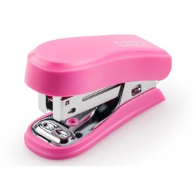 Grampeador compacto Novus Mini - Até 12 folhas - Grampeamento com abertura e fechamento - Inclui 320 grampos - Rosa