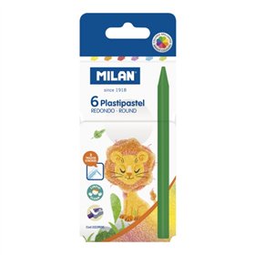 Milan Plastipastel - Pacote com 6 giz de cera redondos coloridos - Cores sortidas