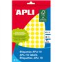 Pacote com 1.008 etiquetas redondas Apli Ø 10mm - 8 folhas com 126 etiquetas cada - Adesivo permanente - Adequadas para escrita 