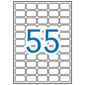 Pacote Apli com 5.500 etiquetas retangulares de 36,8 x 23,8 mm - 100 folhas com 55 etiquetas cada - Adesivo removível - Cantos a