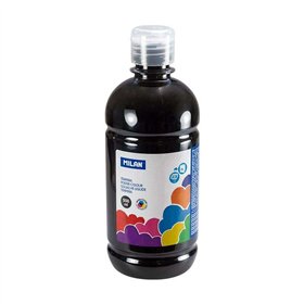 Frasco de tinta têmpera Milan 500ml - Tampa dosadora - Secagem rápida - Misturável - Preta