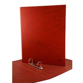 Pasta de argolas Mariola com 2 anéis, revestida em papelão laminado e couro - Tamanho padrão (1/4"), cor natural - Argolas mista