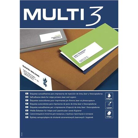 Pacote Multi3 com 2700 etiquetas brancas, tamanho 70x30mm - 100 folhas x 27 etiquetas - Ideal para impressão