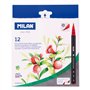 Conjunto de 12 Marcadores Aquareláveis Milan - Tinta à Base de Água - Ponta de Pincel de 0,5 a 6 mm - Cores Sortidas