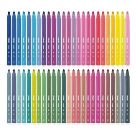 Kit com 50 Marcadores Milan - Ponta Cônica de 5mm - Tinta à Base de Água - Laváveis - Cores Sortidas