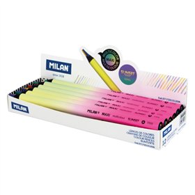 Lápis de grafite multicolorido Milan Maxi Sunset 5mm - Contém 4 cores: amarelo, rosa, verde e lilás - Corpo redondo