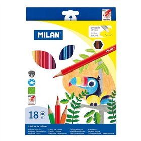 Conjunto de 18 lápis de cor hexagonais Milan - Mina de 2,9 mm - Traço uniforme - Resistentes à quebra - Cores sortidas
