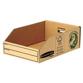 Bandeja de papelão Fellowes Bankers Box Earth 200mm - Montagem manual - Papelão reciclado com certificação FSC - Marrom