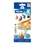 Conjunto Milan com 12 Lápis de Cor Triangulares para Aquarela + Pincel - Mina de 2,9 mm - Traço Uniforme - Resistente à Quebra -