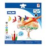 Conjunto Milan com 24 Lápis de Cor Triangulares para Aquarela + Pincel - Mina de 2,9 mm - Traço Uniforme - Resistente à Quebra -