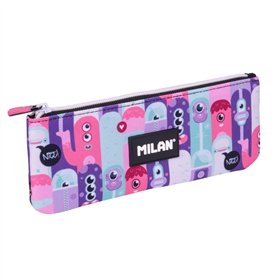 Estojo compacto Milan Aliens 2 - Fecho com zíper - 23x9x1,5cm - Rosa