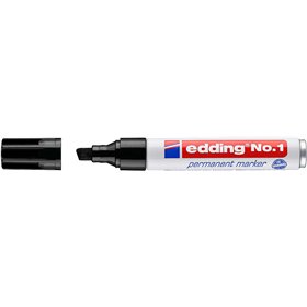 Marcador permanente Edding nº 1 - Ponta chanfrada - Largura da linha entre 1 e 5 mm - Recarregável - Secagem instantânea - Preto