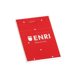 Bloco de notas Enri com grampos, formato A7, liso - 80 folhas microperfuradas - capa flexível vermelha
