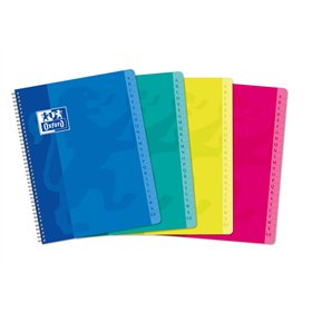 Caderno espiral Oxford Classic A5+ com capa flexível - 90 folhas - quadriculado 5x5 - cores sortidas