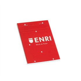 Bloco de notas Enri com grampos, formato A6, liso - 80 folhas microperfuradas - capa flexível vermelha