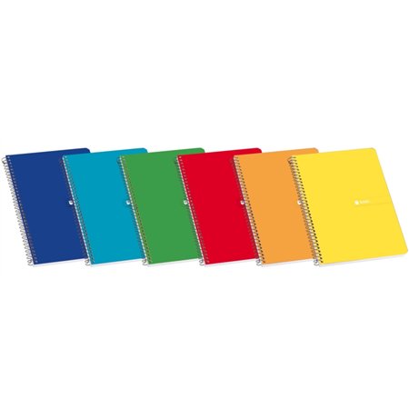 Caderno espiral Enri, tamanho fólio, pautado, 3 folhas - 80 folhas com margem - Capa dura resistente - Cores sortidas