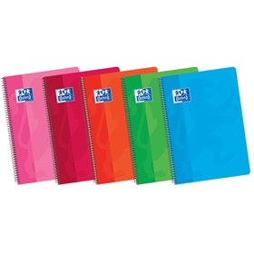 Caderno espiral Oxford School Classic para o 4º ano, capa flexível, 10x10 cm - 80 folhas - margem 10x10 cm - cores sortidas