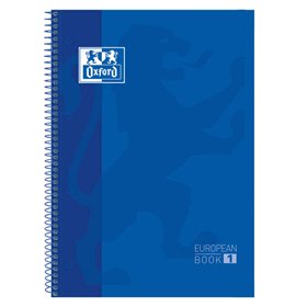 Caderno Espiral Oxford Europeanbook 1, Formato A4+, Quadriculado 5x5mm - 80 Folhas - Faixa Colorida - Capa Extra Dura com Acabam