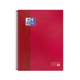 Caderno espiral Oxford Europeanbook 1, formato A4+, quadriculado 5x5mm - 80 folhas - faixa colorida - capa extra dura com acabam