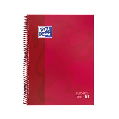 Caderno espiral Oxford Europeanbook 1, formato A4+, quadriculado 5x5mm - 80 folhas - faixa colorida - capa extra dura com acabam