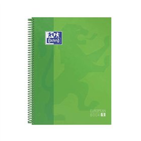 Caderno Espiral Oxford Europeanbook 1, Formato A4+, Quadriculado 5x5mm - 80 Folhas - Faixa Colorida - Capa Extra Dura Brilhante 