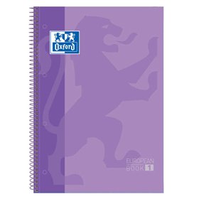 Caderno espiral Oxford Europeanbook 1, formato A4+, quadriculado 5x5mm - 80 folhas - faixa colorida - capa extra dura com acabam