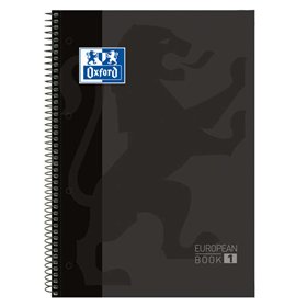 Caderno espiral Oxford Europeanbook 1, formato A4+, quadriculado 5x5mm - 80 folhas - faixa colorida - capa extra dura com acabam