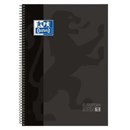 Caderno espiral Oxford Europeanbook 1, formato A4+, quadriculado 5x5mm - 80 folhas - faixa colorida - capa extra dura com acabam