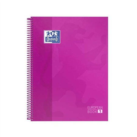 Caderno espiral Oxford Europeanbook 1, formato A4+, quadriculado 5x5mm - 80 folhas - faixa colorida - capa extra dura com acabam