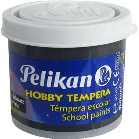 Tinta têmpera escolar Pelikan, frasco de 40ml - Fácil de lavar - Ideal para projetos escolares - Preta