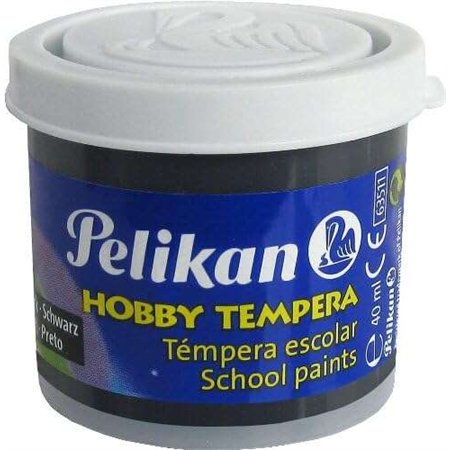 Tinta têmpera escolar Pelikan, frasco de 40ml - Fácil de lavar - Ideal para projetos escolares - Preta