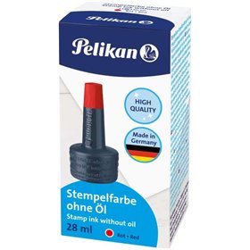 Frasco de tinta Pelikan para almofadas de carimbo 28ml - Sem óleo - Secagem rápida - À prova d'água - Vermelho intenso