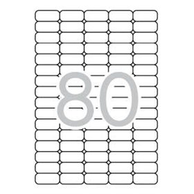 Pacote com 2.000 etiquetas Apli, 35,6 x 16,9 mm - 25 folhas com 80 etiquetas cada - Adesivo removível - Cantos arredondados - Ad