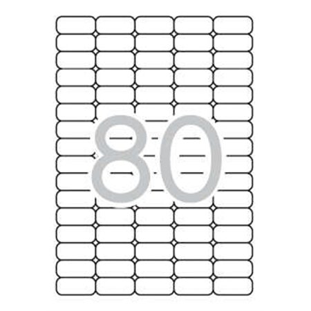Pacote com 2.000 etiquetas Apli, 35,6 x 16,9 mm - 25 folhas com 80 etiquetas cada - Adesivo removível - Cantos arredondados - Ad