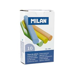 Pacote com 10 giz de cera coloridos Milan - Redondos - Sem caseína - Cores sortidas
