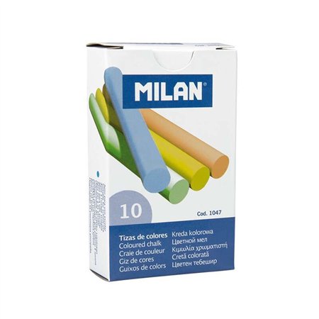 Pacote com 10 giz de cera coloridos Milan - Redondos - Sem caseína - Cores sortidas