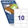 Pacote Multi3 com 1.000 etiquetas permanentes de 99,1 x 57 mm - Cantos arredondados - 100 folhas x 10 etiquetas - Brancas