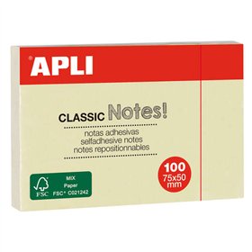 Bloco de Notas Adesivas Apli Classic 75x50mm com 100 Folhas - Adesivo de Qualidade - Fácil de Destacar - Ideal para Lembretes - 
