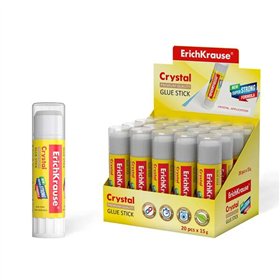 Cola em bastão super forte Erichkrause Crystal 15g - Consumo econômico - Adesão rápida e confiável - Cor transparente