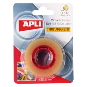 Fita adesiva transparente Apli 19mm x 33m - Resistente à água e à umidade - Fácil de rasgar com a mão - Ideal para uso em escrit