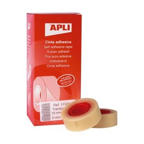 Pacote com 8 fitas adesivas transparentes Apli, 19 mm x 33 m