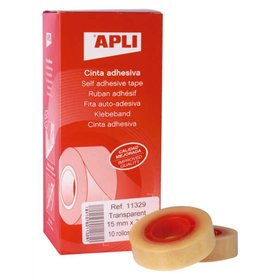 Fita adesiva transparente Apli 15mm x 33m - Impermeável e resistente às intempéries - Fácil de rasgar à mão - Ideal para artesan