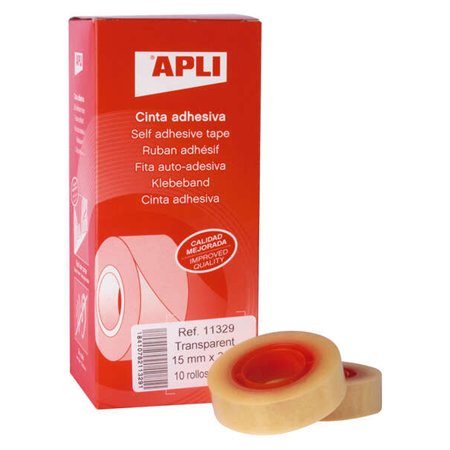 Fita adesiva transparente Apli 15mm x 33m - Impermeável e resistente às intempéries - Fácil de rasgar à mão - Ideal para artesan