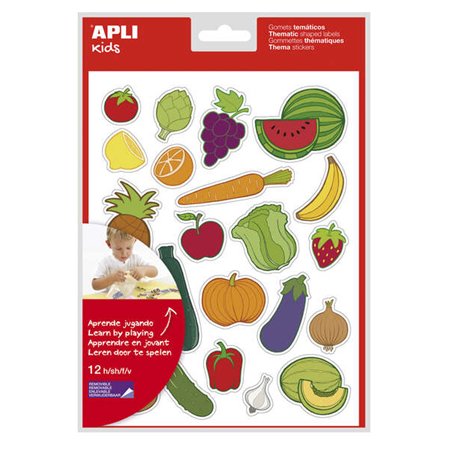 Pacote de Adesivos Temáticos de Frutas e Legumes da Apli - 276 Adesivos - Adesivo Removível - Desenvolvido com Educadores - Idea