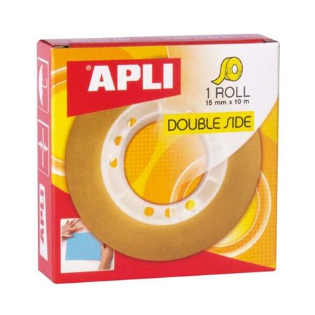 Fita adesiva dupla face Apli 15 mm x 10 m - Transparente