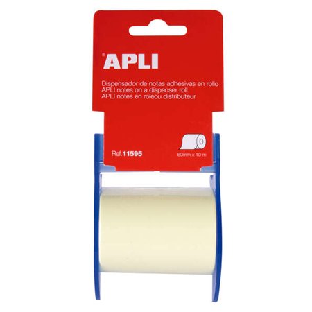 Bloco de notas adesivas Apli com dispensador - Dimensões do rolo: 60 mm x 10 m - Fácil de usar - Adesivo de qualidade - Cor do b