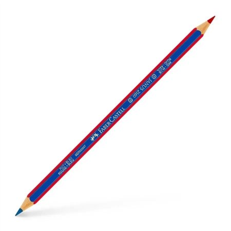 Lápis Faber-Castell Janus 2160 Bicolor Hexagonal de Ponta Fina - Ecológico - Resistente à Quebra - Vermelho/Azul